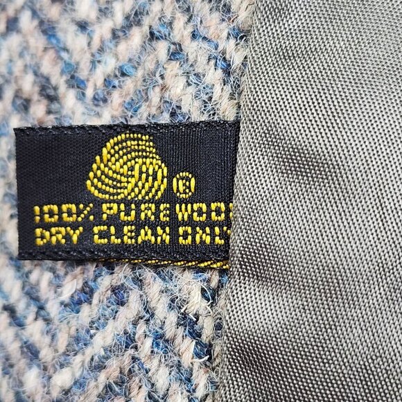 Mens Harris Tweed Wool Blazer Nordstrom Handwoven Scottish Herringbone Gray Size - Picture 6 of 12